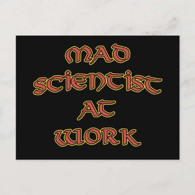 Mad Scientist på vykort för arbete (Framsida)