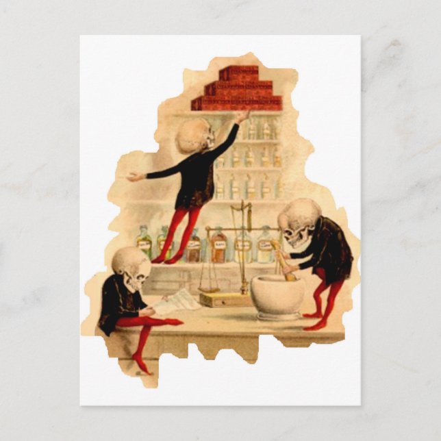 Mad Scientist Skeletons Vykort (Framsida)