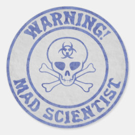 Mad Scientist Warning Runt Klistermärke