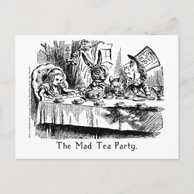 Mad Tea Party Alice i underlandskortet Vykort (Framsida)