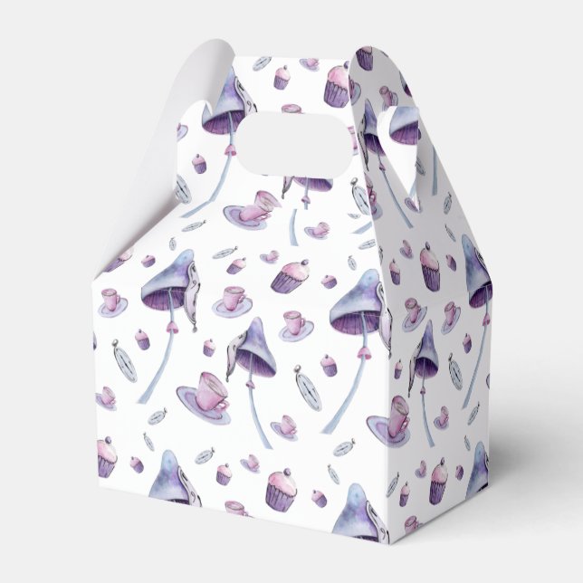 Mad Tea Party Rosa och Blue Watercolor Presentaskar (Framsidan Sidan)