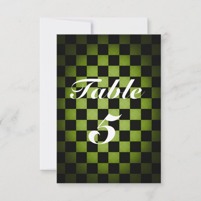MAD TEA Party Whimsical Checker-Bordsnummer Inbjudningar (Framsida)