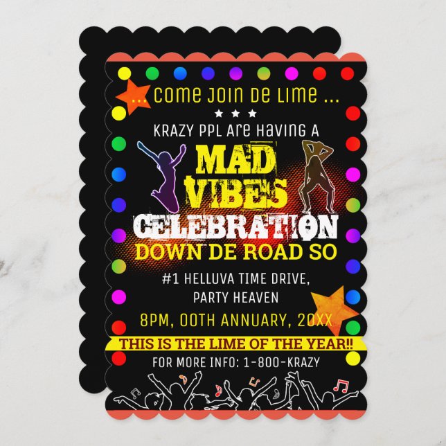 MAD VIBES PARTY INBJUDNINGAR (Fram/baksida)