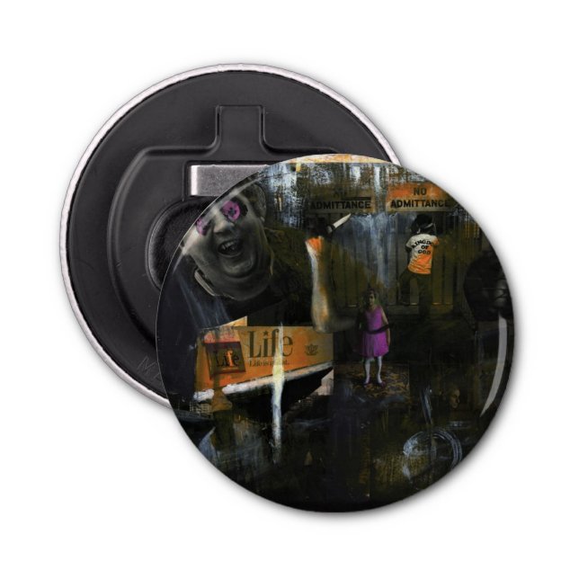 Mad World Mixed Media Goth Horror Original Art Flasköppnare (Framsidan)