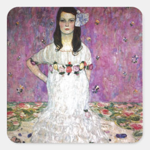 Mada Primavesi av Gustav Klimt Fyrkantigt Klistermärke