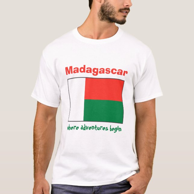 Madagascar flagga + Karta + TextT-tröja Tee Shirt (Framsida)