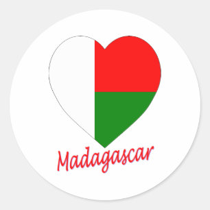 Madagascar flaggahjärta runt klistermärke