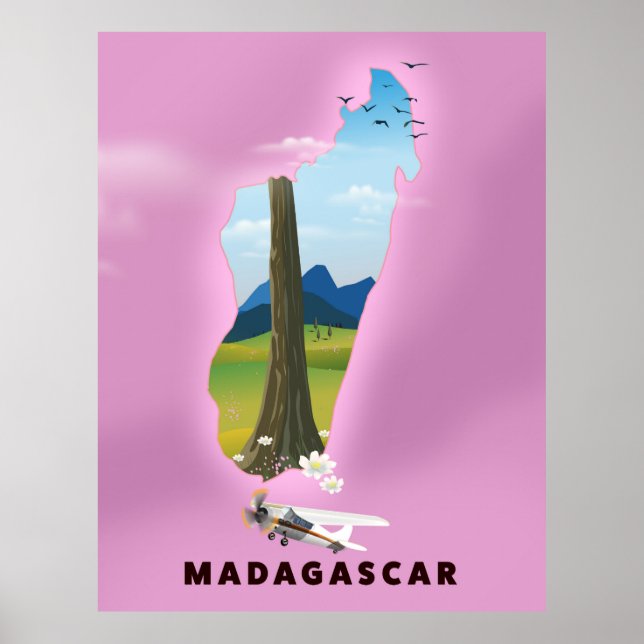 Madagascar Illustrerad reseaffisch Poster (Framsidan)