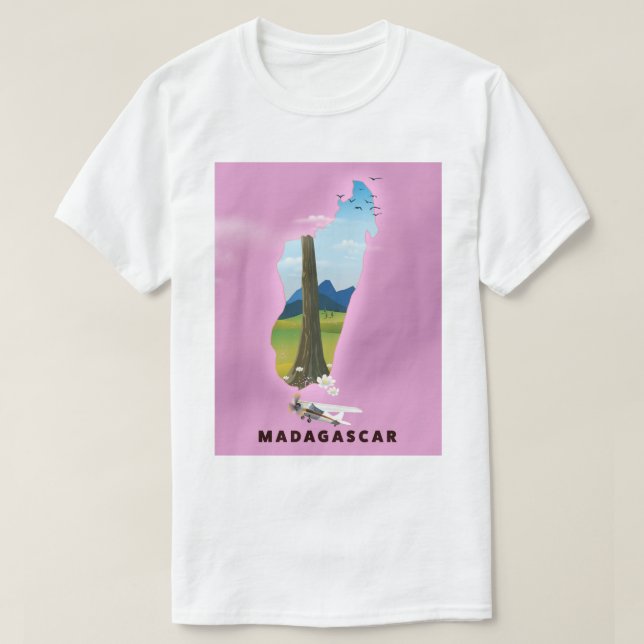 Madagascar Illustrerad reseaffisch T Shirt (Design framsida)