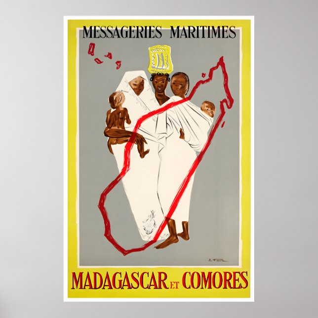 Madagascar konst resor affisch Afrika tryck hemma (Framsidan)