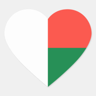 Madagascar/madagassisk flagga hjärtformat klistermärke