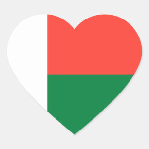 Madagascar - madagassisk flagga hjärtformat klistermärke