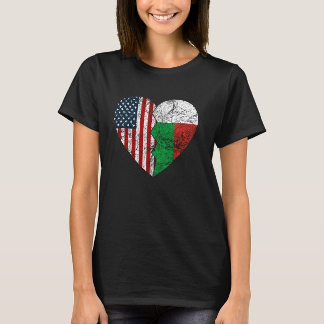 Madagaskar American Flaggor Heart United Stater Ma T Shirt (Framsida)