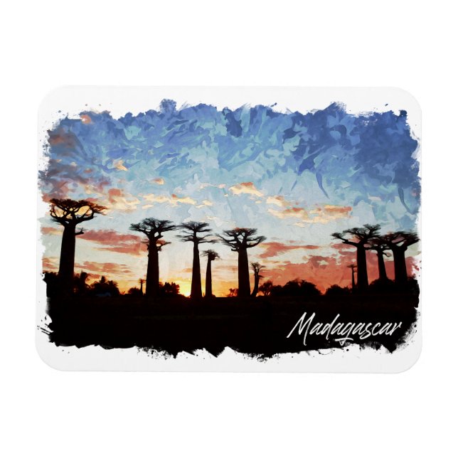 Madagaskar Avenue of the Baobabs Panorama View Magnet (Horisontell)