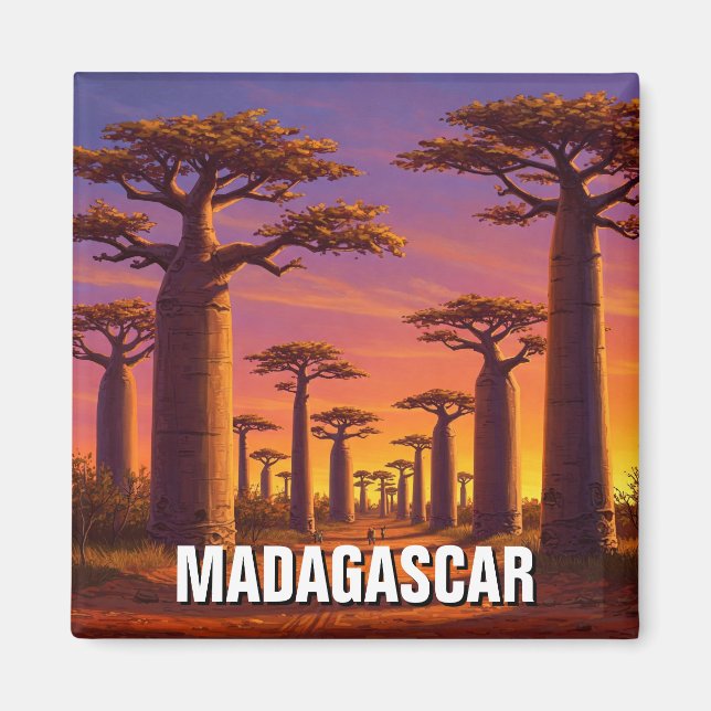 Madagaskar Avenue of the Baobabs Travel Magnet (Framsidan)