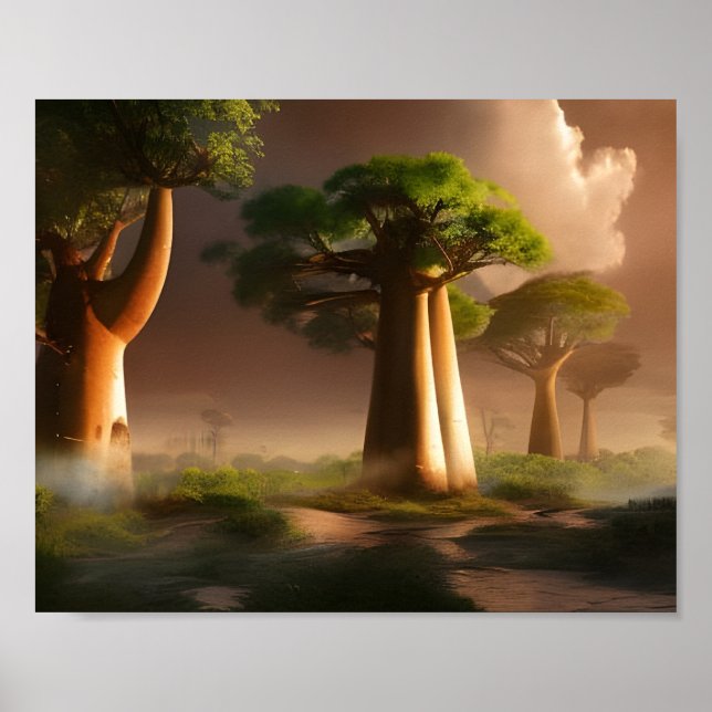 Madagaskar Baobab Forest Fantasy Art Poster (Framsidan)