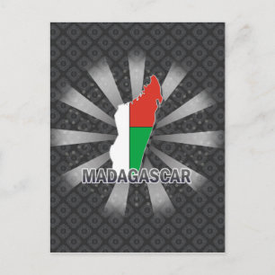 Madagaskar Flagga Karta 2.0 Vykort