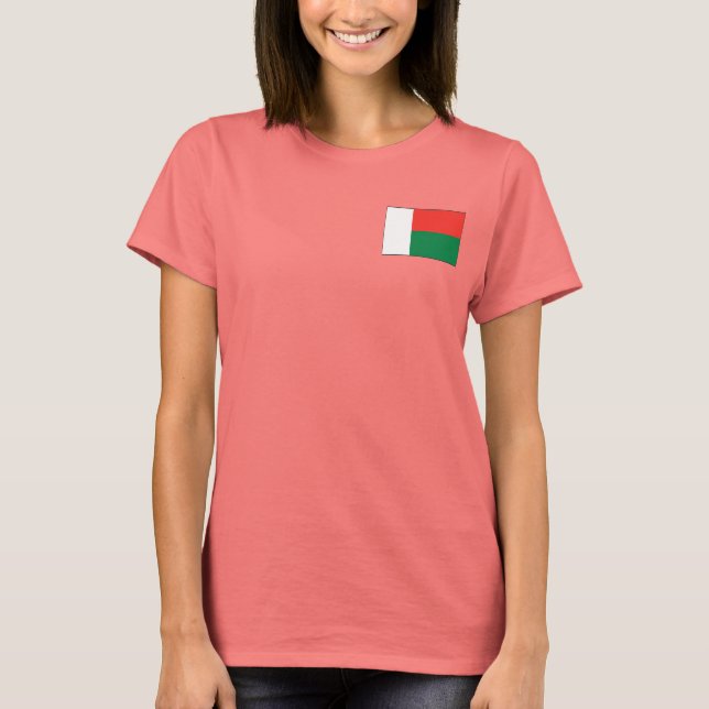 Madagaskar Flagga + Karta T-Shirt (Framsida)