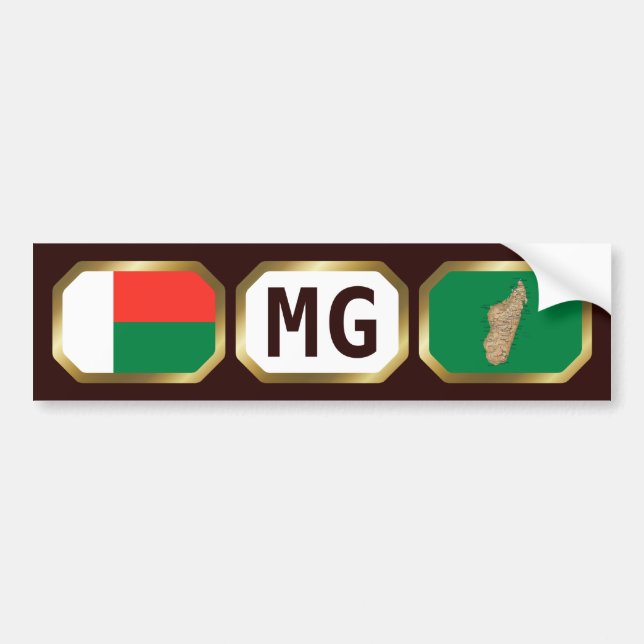 Madagaskar-Flagga-koden Bumper Sticker Bildekal (Framsidan)