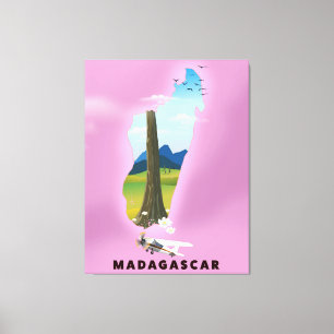 Madagaskar Illustrated-reseaffisch Canvastryck