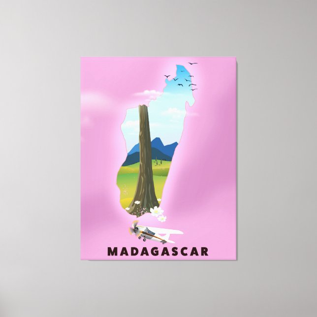 Madagaskar Illustrated-reseaffisch Canvastryck (Framsida)