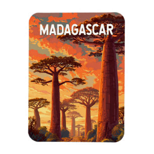 Madagaskar Illustration Resa Konst Vintage Magnet