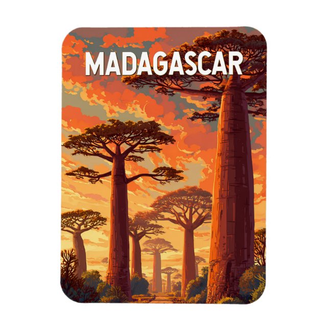 Madagaskar Illustration Resa Konst Vintage Magnet (Vertikal)