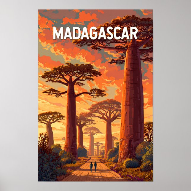 Madagaskar Illustration Resa Konst Vintage Poster (Framsidan)