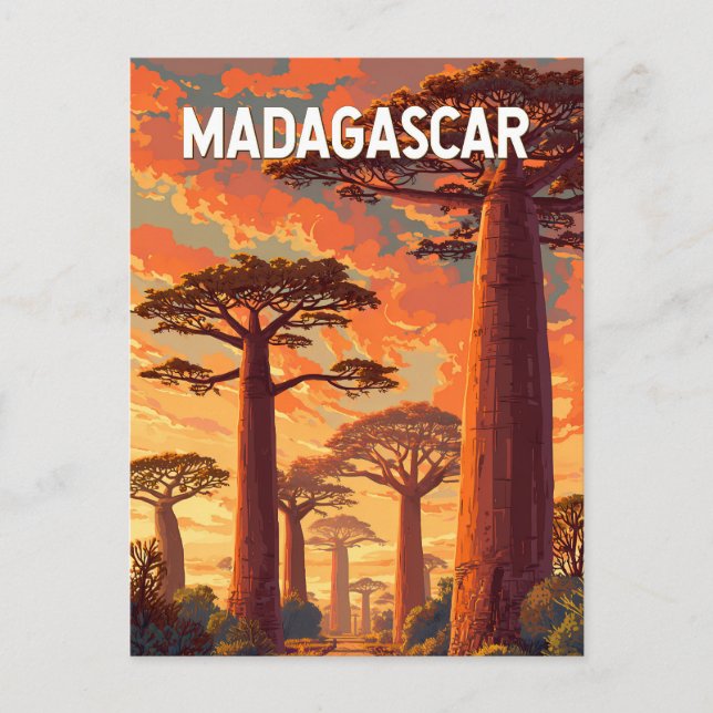 Madagaskar Illustration Resa Konst Vintage Vykort (Framsida)