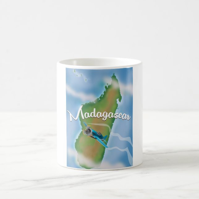 Madagaskar Karta vintage reseaffisch. Kaffemugg (Center)