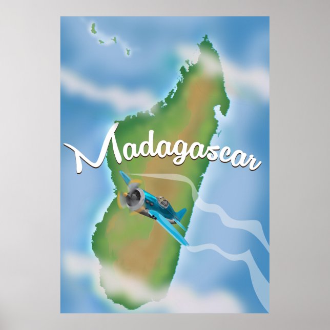 Madagaskar Karta vintage reseaffisch. Poster (Framsidan)