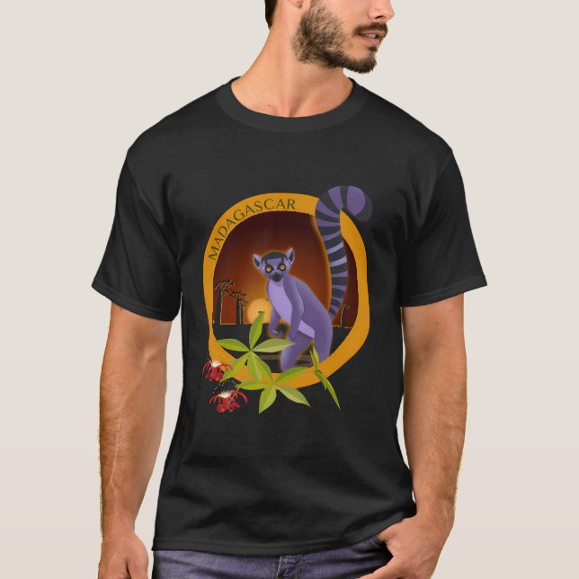 Madagaskar Lemure och Baobab vid sunset T Shirt (Framsida)