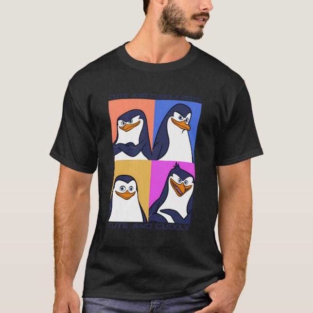 Madagaskar Penguins Cute and Cudely Text Poster T Shirt (Framsida)
