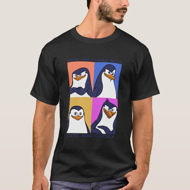Madagaskar Penguins Cute and Cudely Text Poster T Shirt (Framsida)