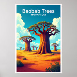 Madagaskar Resor Affisch Baobabträd