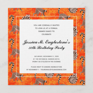 Madagaskar Ring-Tailur Lemur Nature Älskare Birthd Inbjudningar