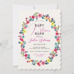 Madagaskar Rosa Katarantus Blommor Baby Shower Inbjudningar