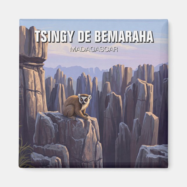 Madagaskar Tsingy de Bemaraha nationalpark Travel Magnet (Framsidan)