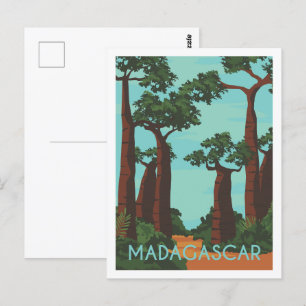 Madagaskars Berömd Travel Ställe Illustration Vykort