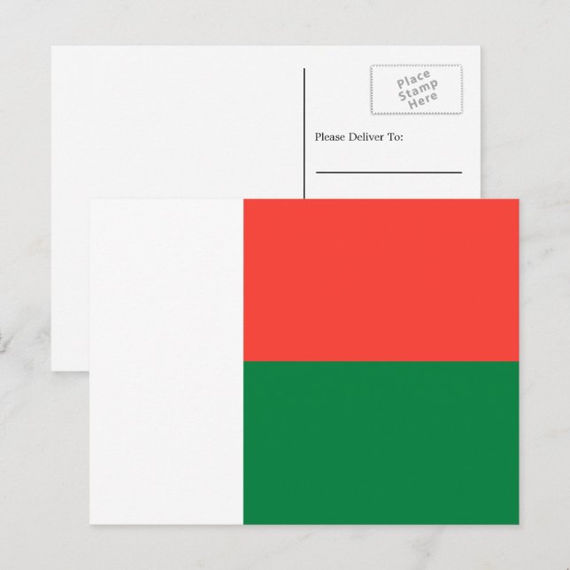 Madagaskars Flagga, Flagga Madagaskar Vykort (Fram/baksida)