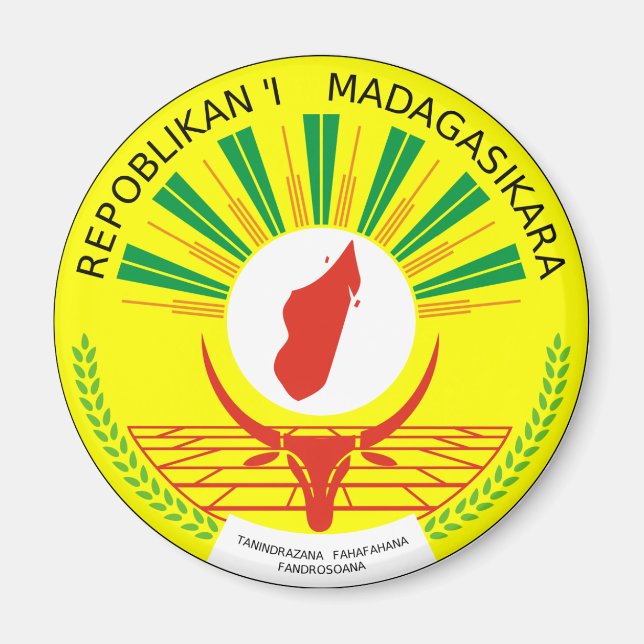 Madagaskars Officiell Jackar Arm Heraldry Symbol Magnet (Framsidan)