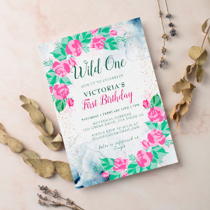 Madagaskars Rosa Periwinkle Flowers Birthday Inbjudningar