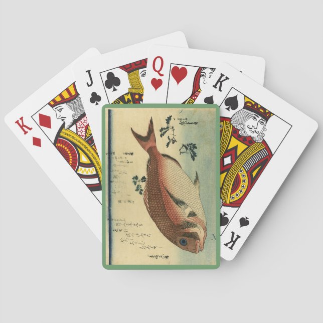 Madai eller Red Tai - Hiroshiges japanska fiskutsk Casinokort (Baksidan)