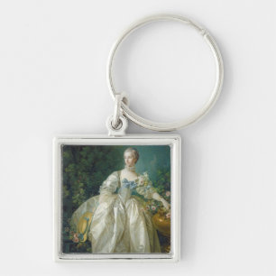 Madam Bergeret, C. 1766 (olja på kanfas) Fyrkantig Silverfärgad Nyckelring