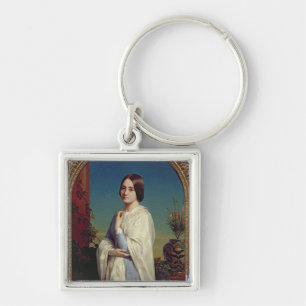 Madam Edouard Dubufe 1842 Fyrkantig Silverfärgad Nyckelring