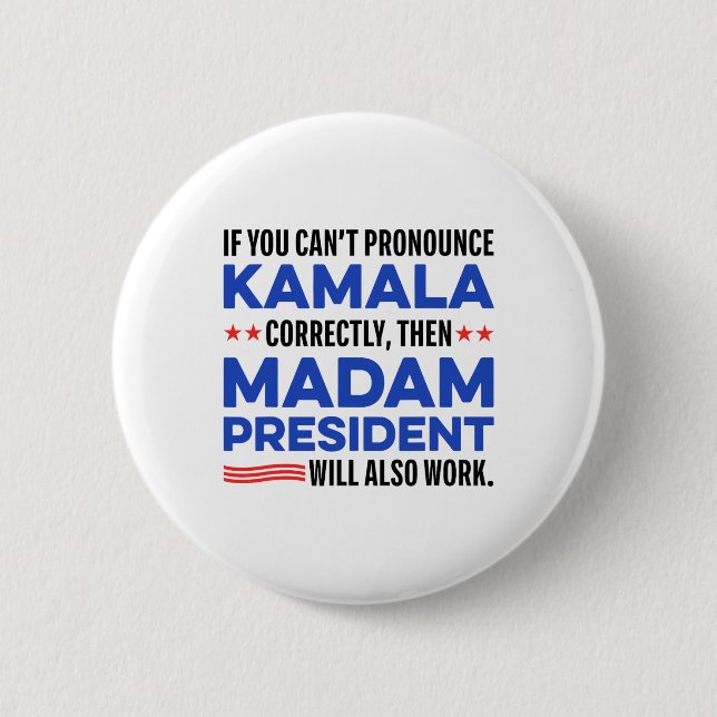 Madam Harris President 2024 Sägande För Män Kvinno Knapp (Framsida)