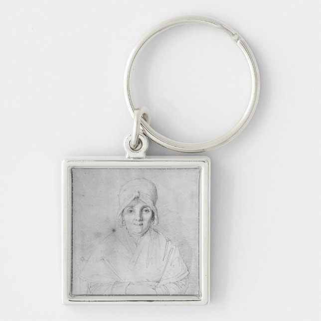 Madam Ingres bara 1814 Fyrkantig Silverfärgad Nyckelring (Framsidan)