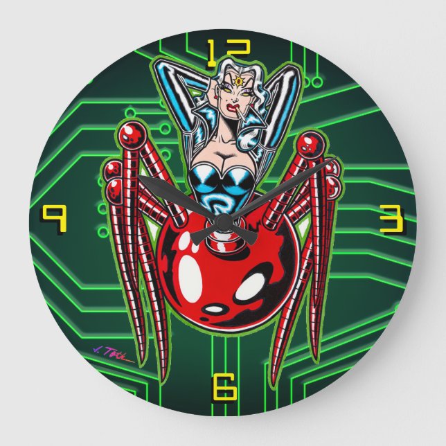 Madam Mechanism™/Mecha Spindel Stor Klocka (Framsida)
