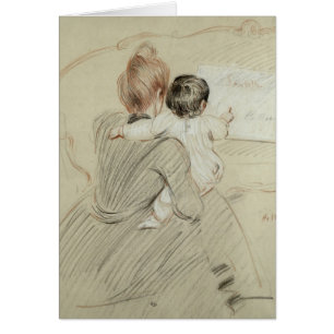 Madam Paul Helleu och henne dotter Paulette Hälsningskort