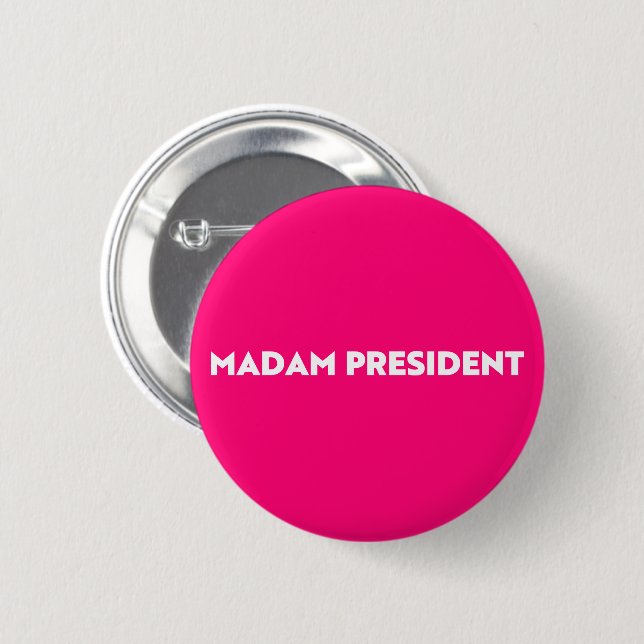 Madam President typography minimalist hot pink Knapp (Framsida & baksida)